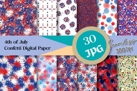 4th of July Confetti Digital Paper: A Patriotic Design Resource