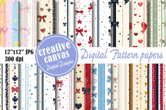 Coquette Ribbon Seamless Pattern Bundle