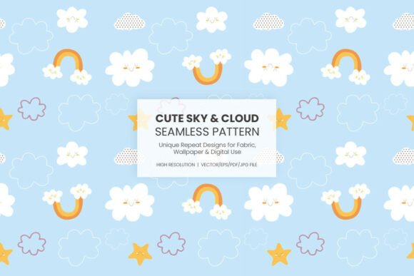 Cute Sky and Cloud Seamless Pattern