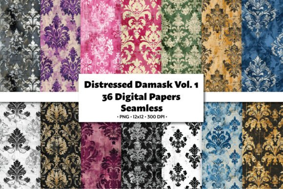Distressed Damask Vol.1 Seamless Pattern: A Modern Twist on Timeless Elegance