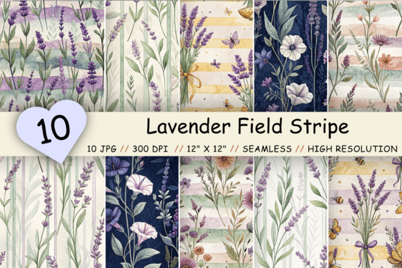 Exploring the Beauty and Utility of Lavender Field Stripe Digital Paper and Floral Designs