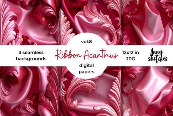 Floral Ribbon Digital Paper Kit: Adding Ornamental Elegance to Your Designs