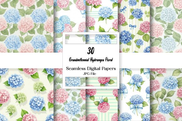 Grandmillennial Hydrangea Floral Pattern