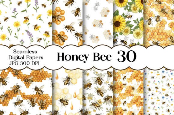 Honey Bee Digital Paper Bundle: A Perfect Blend of Nature and Design