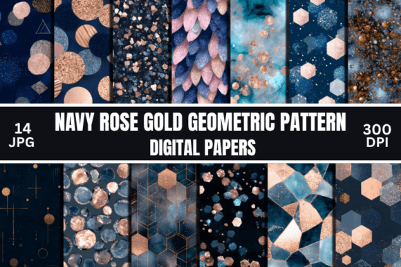 Navy Rose Gold Geometric Digital Pattern: A Trendsetting Design for 2026 and Beyond