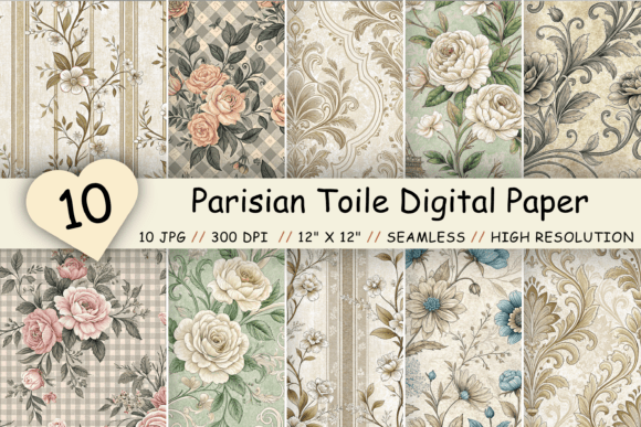 Parisian Toile Digital Paper Pack