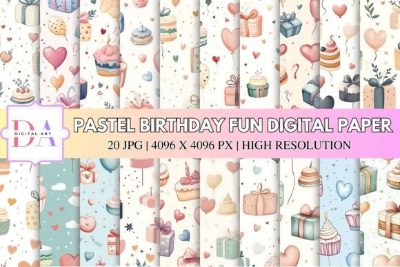Pastel Birthday Fun Digital Paper