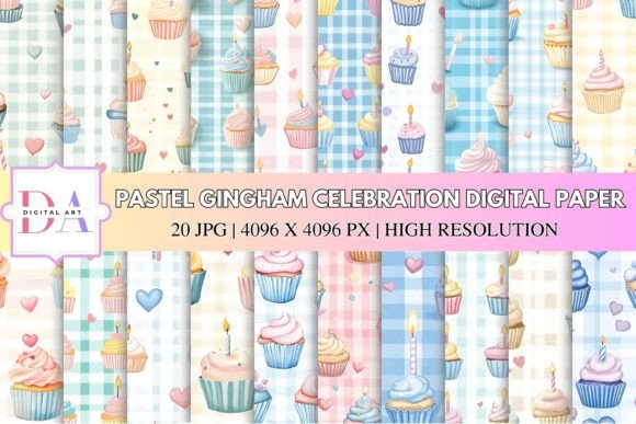 Pastel Gingham Celebration Digital Paper