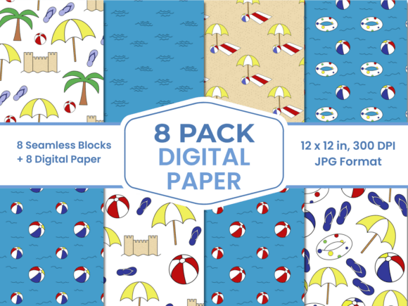 Summer Beach Seamless Digital Paper Pack