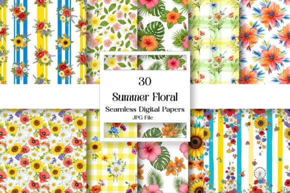 Summer Floral Seamless Digital Papers