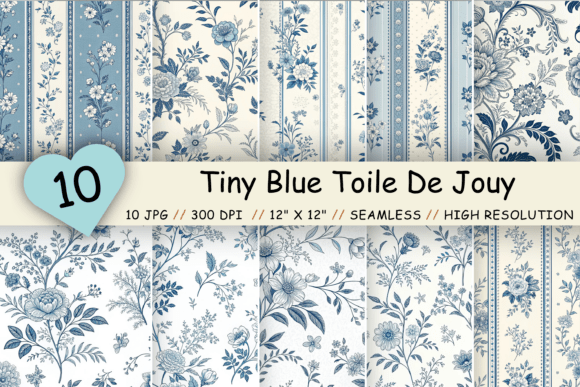 Tiny Blue Toile De Jouy Seamless Pattern: A Versatile Digital Design for Creative Projects