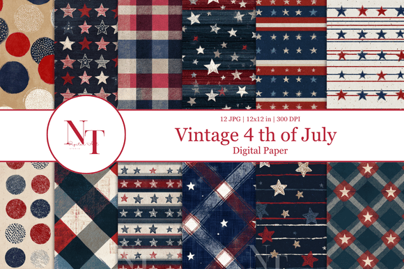 Vintage 4th of July Digital Paper: A Timeless Touch for Patriotic Celebrations