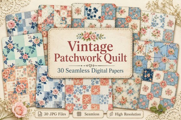 Vintage Patchwork Quilt Seamless Digital: A Timeless Addition to Your Creative Projects