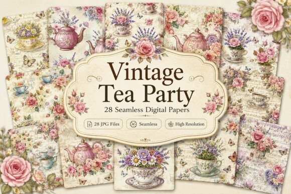 Vintage Tea Party Floral Papers: A Journey into Timeless Elegance