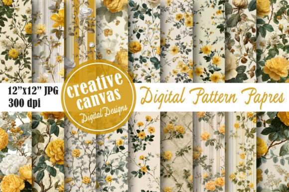 Vintage Yellow Rose Seamless Pattern: Elevate Your Creative Projects with Timeless Elegance