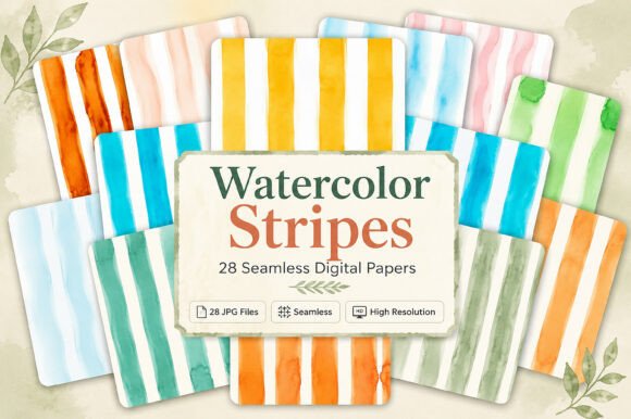 Watercolor Stripes Digital Paper: A Creative Resource for Designers and Artists