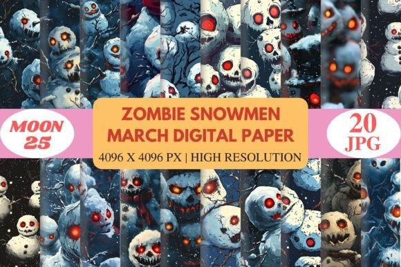 Zombie Snowmen March Digital Paper: A Chilling Addition to Your Winter Projects